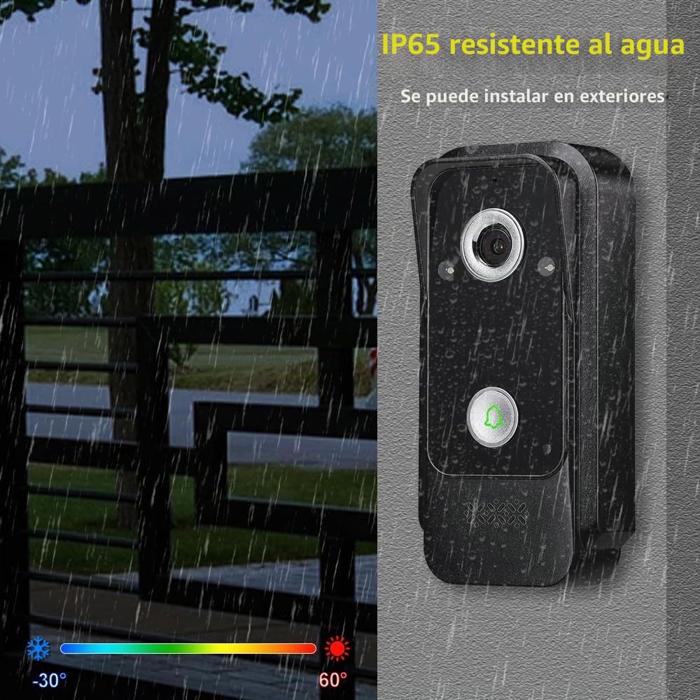 7 Zoll IPS Cable Sistema de Intercomunicación 1080P HD Videoportero, Timbre Vídeo Cámara Visión Nocturna y 2 Monitores Pantalla, Audio Bidireccional y Desbloqueo