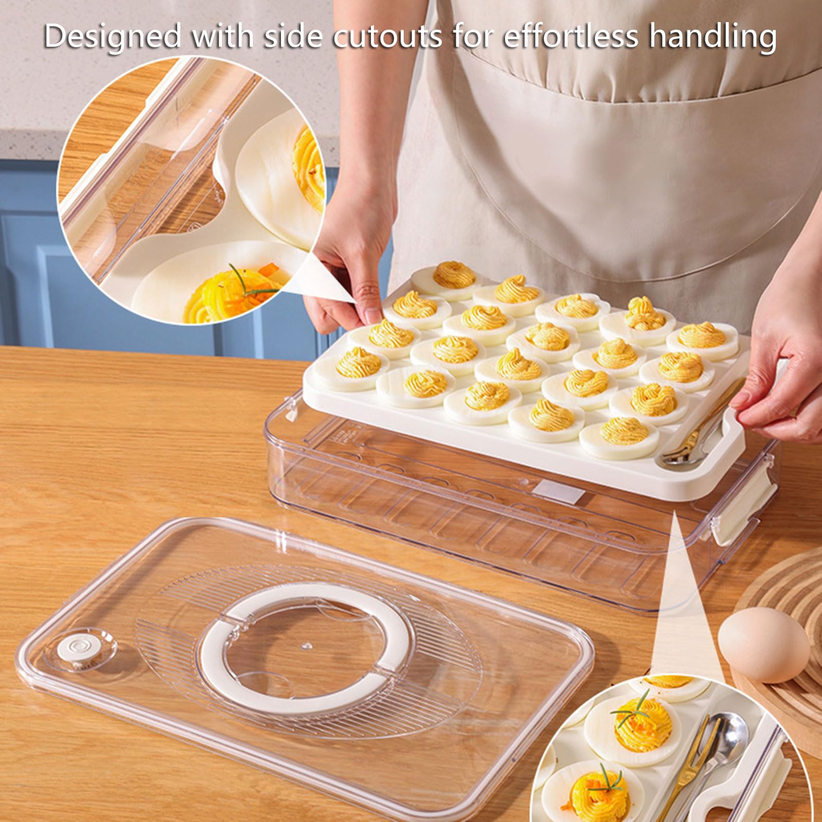 PANGBOER Soporte multiusos para huevos de 2/1 niveles con base antideslizante y asa de fácil agarre para un transporte y almacenamiento seguros, caja a prueba de fugas