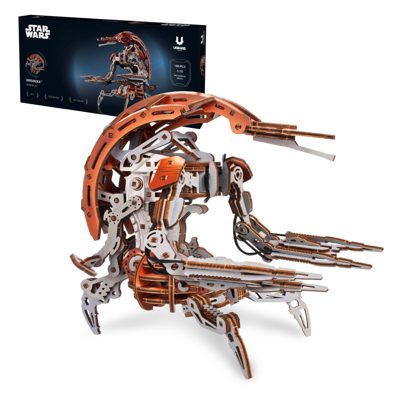 UGEARS Star Wars Droideka - puzzle 3d in legno, modellismo da costruire adulti, modellini auto, rompicapo adulti, puzzle di legno, costruzioni, Puzzle Star Wars Regalo Costruzioni Meccaniche
