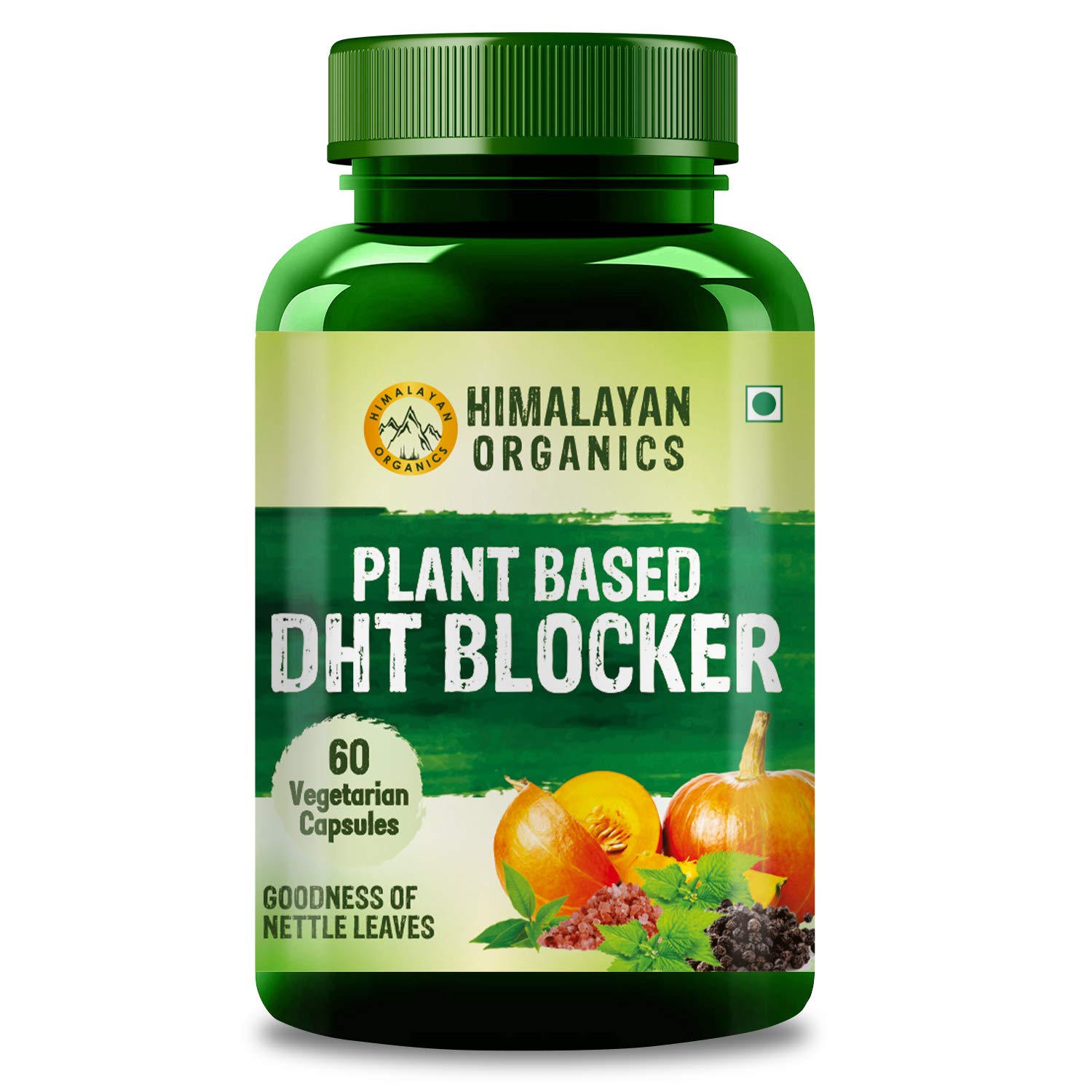 HIMALAYAN ORGANICS Plant-Based DHT Blocker with Biotin I Hair Vitamins I With Goodness of Nettle Leaves | For Men And Women - 60 Veg Capsules