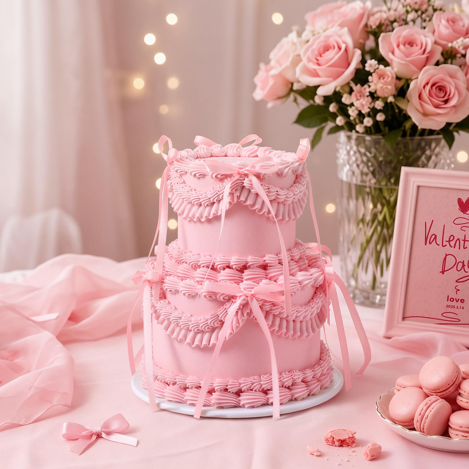 Photo 1 of Novabright 2-Tier Pink Bow Fake Cake