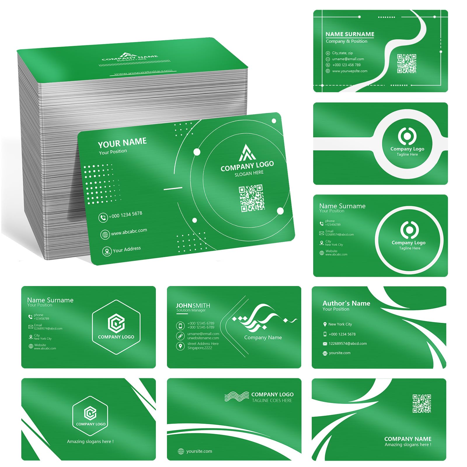 Custom Metal Business Cards 20-600Pcs, Double Sided Laser Engrave Personalized Aluminum Business Cards with Custom Logo Text QR Code for Corporate Promotion