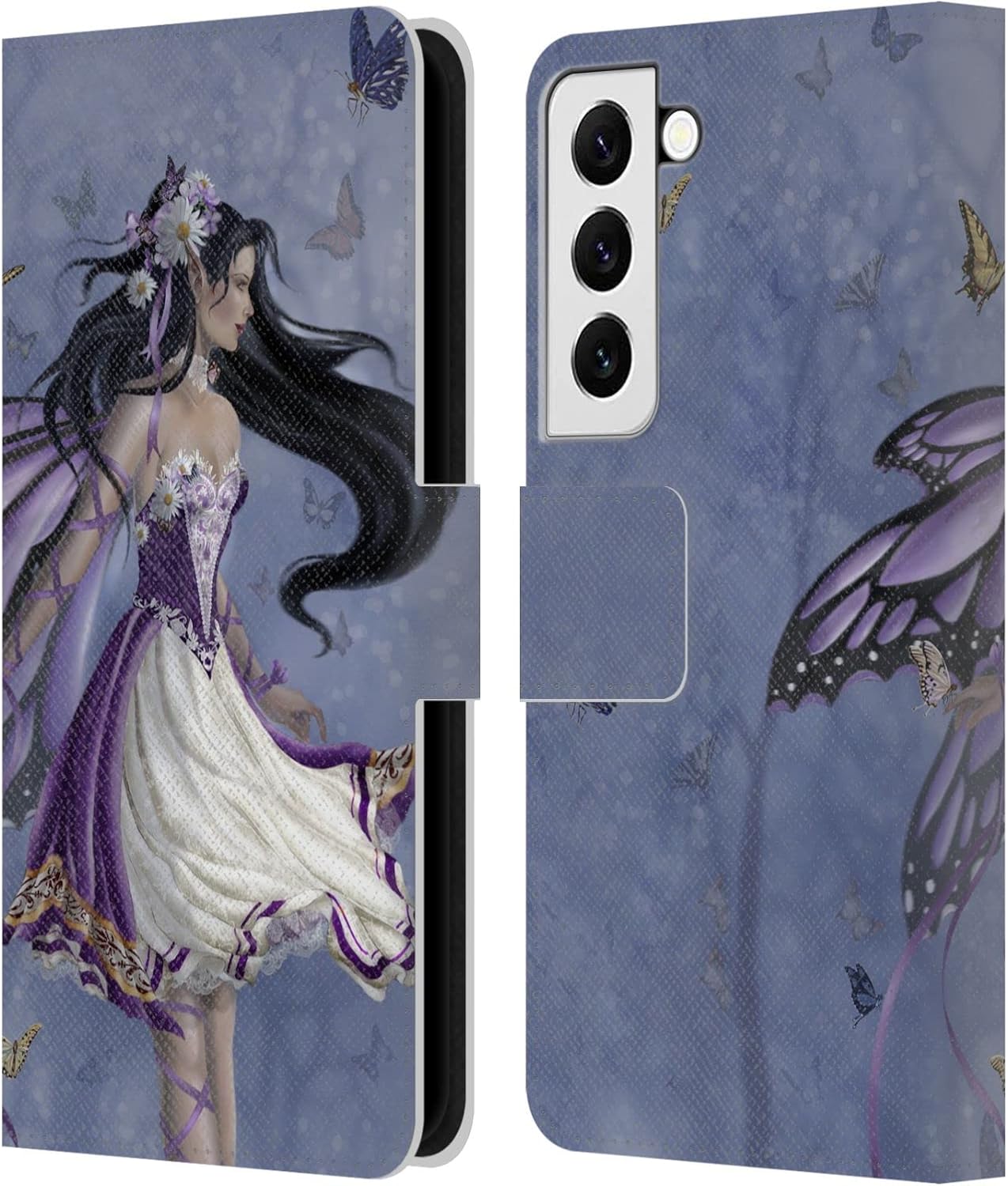 Head Case Designs Officially Licensed Nene Thomas Violet Melody Ballerina Fairy Winter Has Begun Leather Wallet Case Compatible with Samsung Galaxy S22 5G