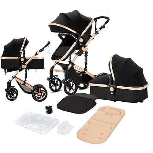 2 en 1 Sistema de viaje para bebé, cochecito de bebé, cochecito de bebé estándar, carrito de viaje de bebé, portátil, plegable, marco de aluminio,
