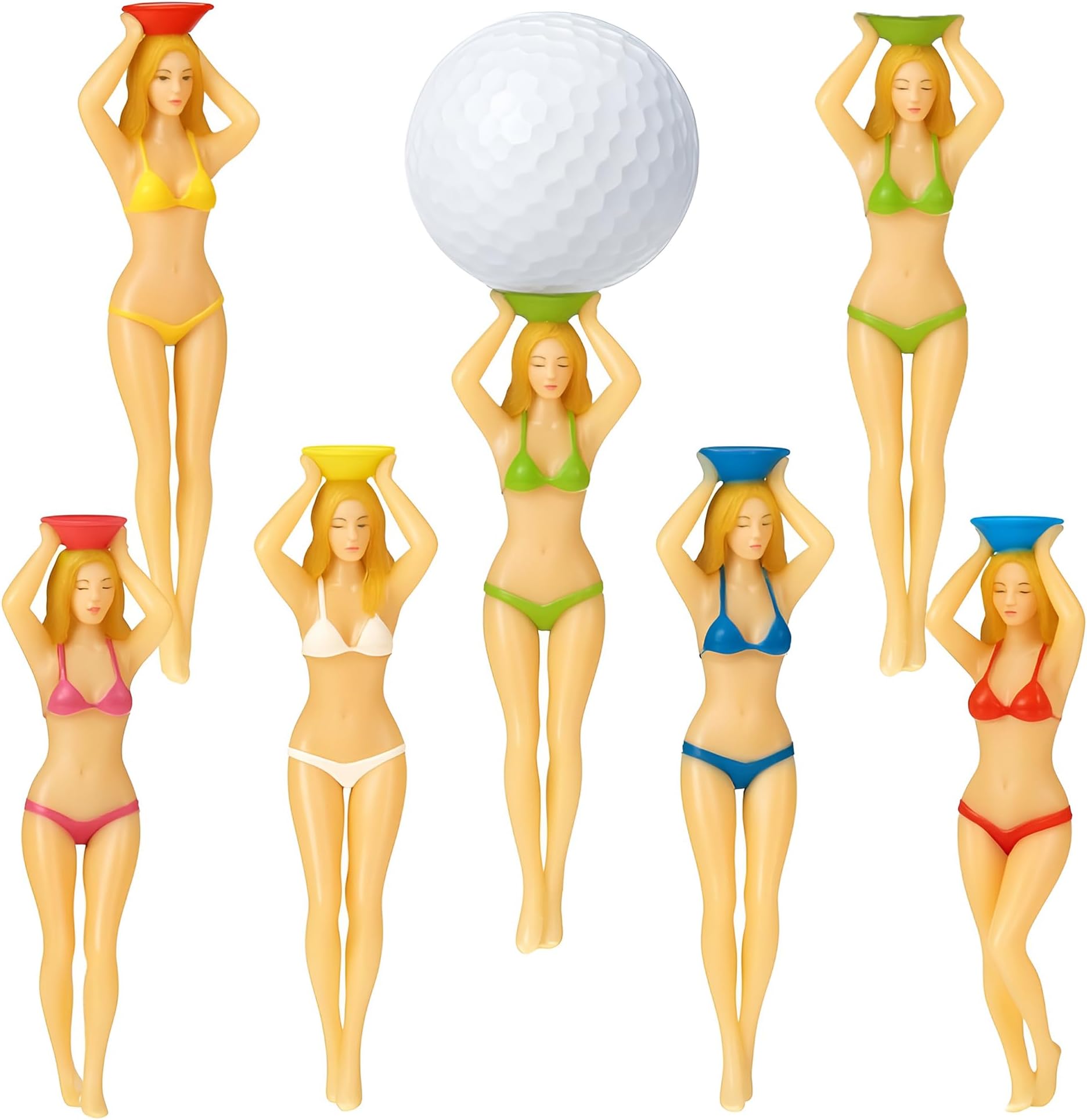 Colorful Novelty Golf Tees (6-Pack) – Fun & Durable Accessories for Golf Lovers | Great Gift for Men, Women, Birthdays & Parties 3"