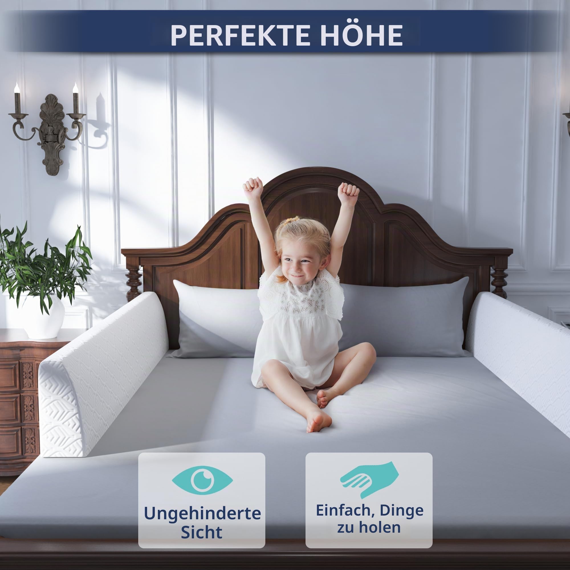 FigTime Bettumrandung für Kleinkinder, Schaumstoff-Bettgitter für Kleinkinder, Bettgitter für Kleinkinder, weiche Sicherheitsbettschutzschiene für Kinder, Bett-Seitenschiene für Doppel-, Voll
