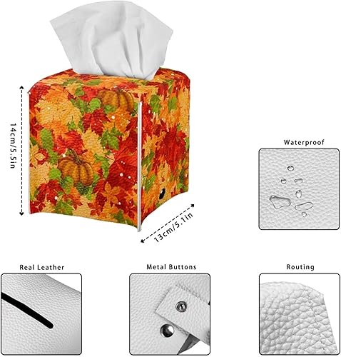 Miniatura 7 de Gomyblomy Cubierta cuadrada para caja de pañuelos de hojas de arce y calabazas, cubierta cuadrada para caja de pañuelos de Acción de Gracias,
