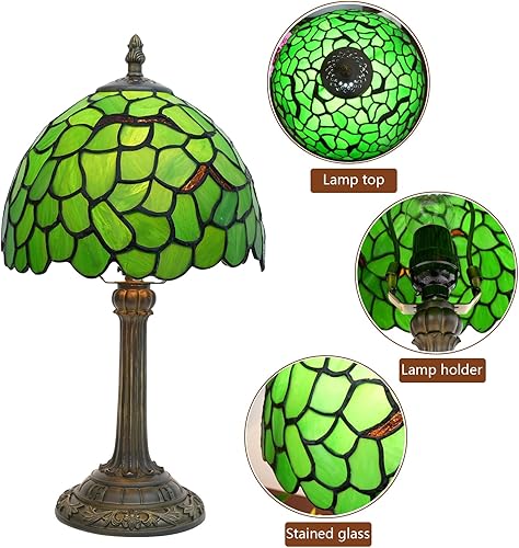 Miniatura 2 de Tiffany Lámpara de mesa de vidrieras de 8 x 8 x 14 pulgadas, luz de lectura para escritorio, decoración al lado del dormitorio, sala de estar, hogar