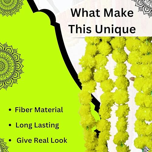 Vista 11 de 5 guirnaldas de flores artificiales de caléndula de 5 pies de largo, celebraciones, bodas indias, eventos temáticos, decoraciones, decoraciones