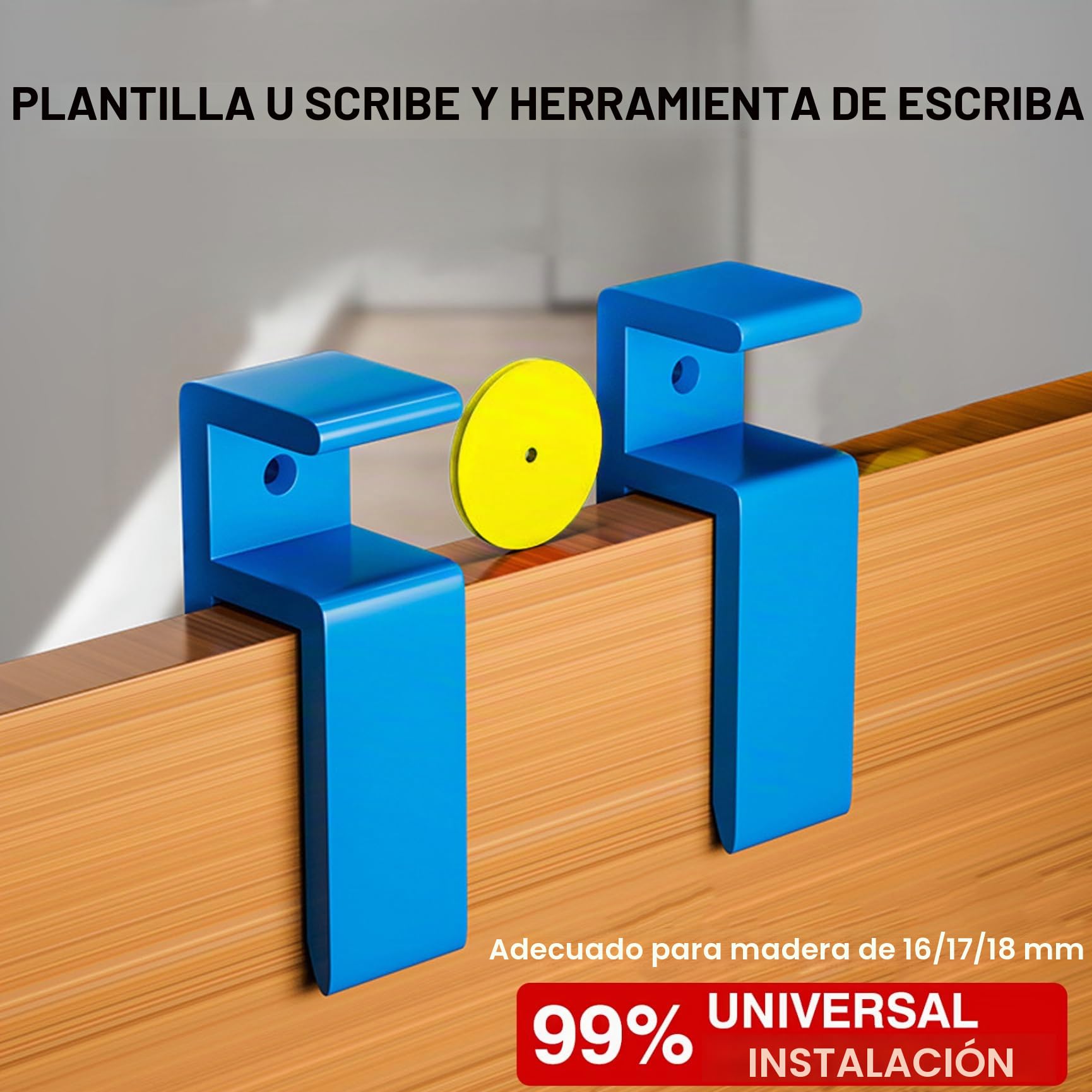 Herramientas de carpintería de 6 PC, juego de herramientas U-Scribe Jig & Scribing, plantilla de montaje en la puerta del gabinete de plástico para carpintería de carpintería, bricolaje y carpin