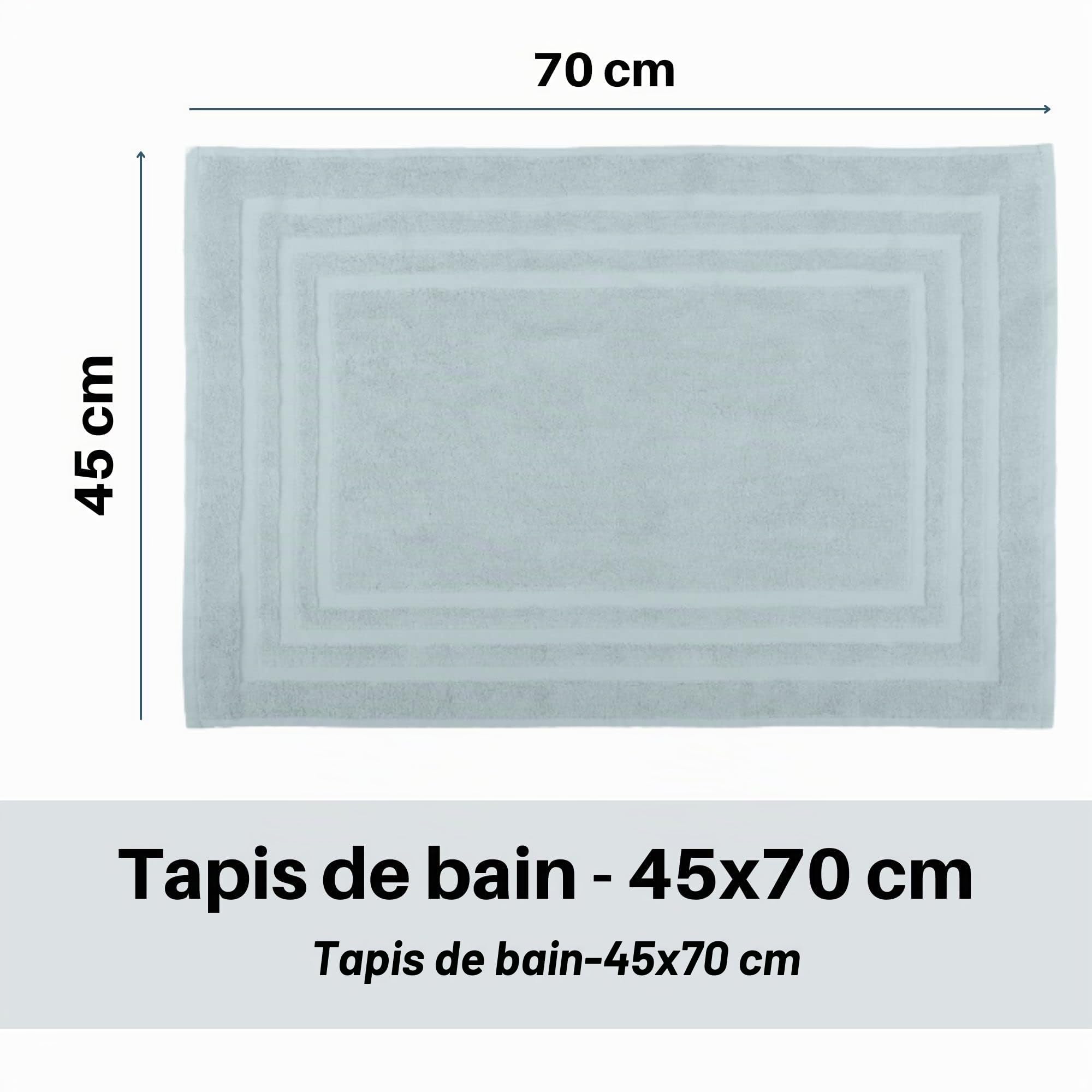 Tapis de Bain - Taille 45x70 cm - 100% Coton Bio - Couleur Ciel - Modèle Lagune