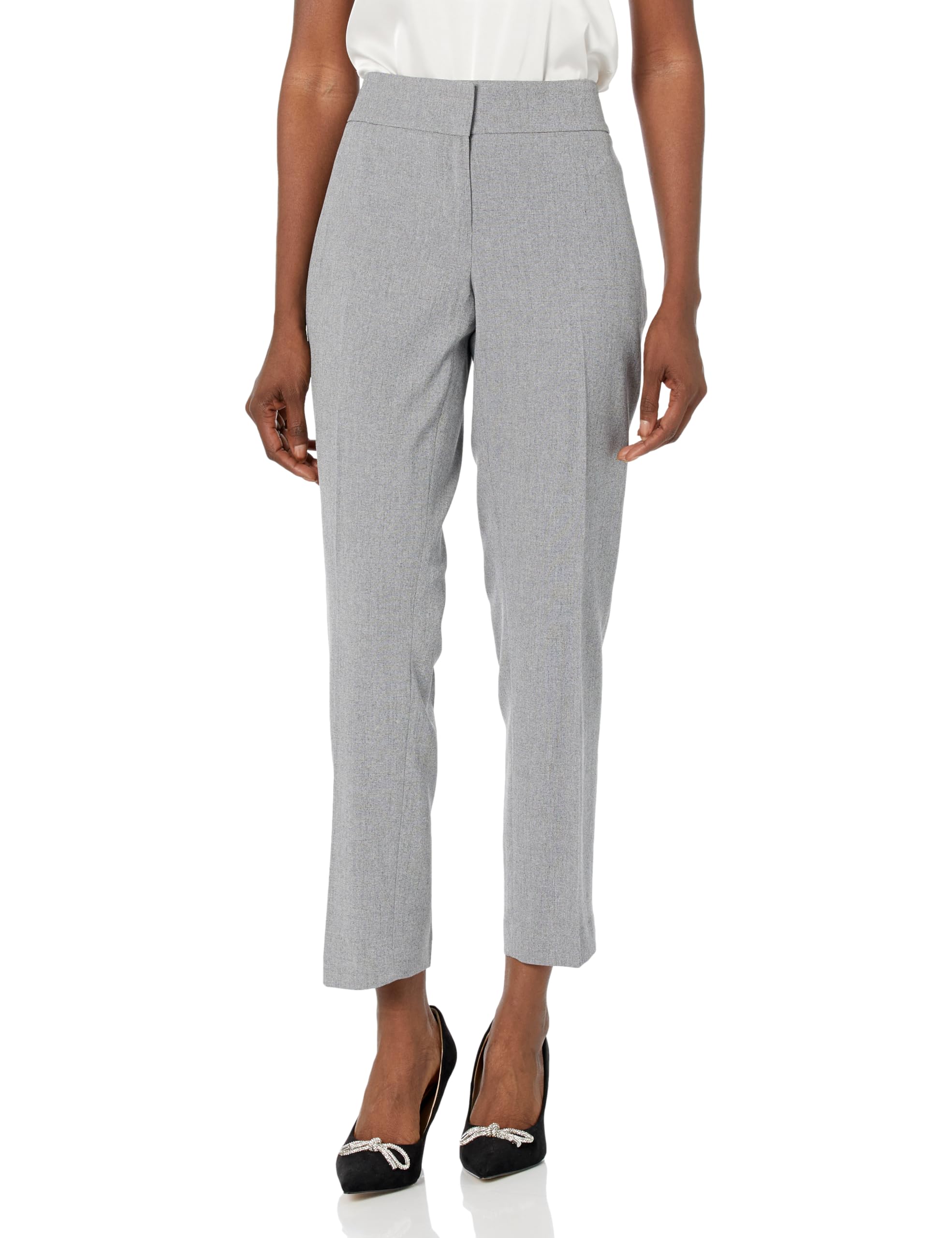 KasperWomen's Missy Fly Front Slim Pant, Grey/Black, 10