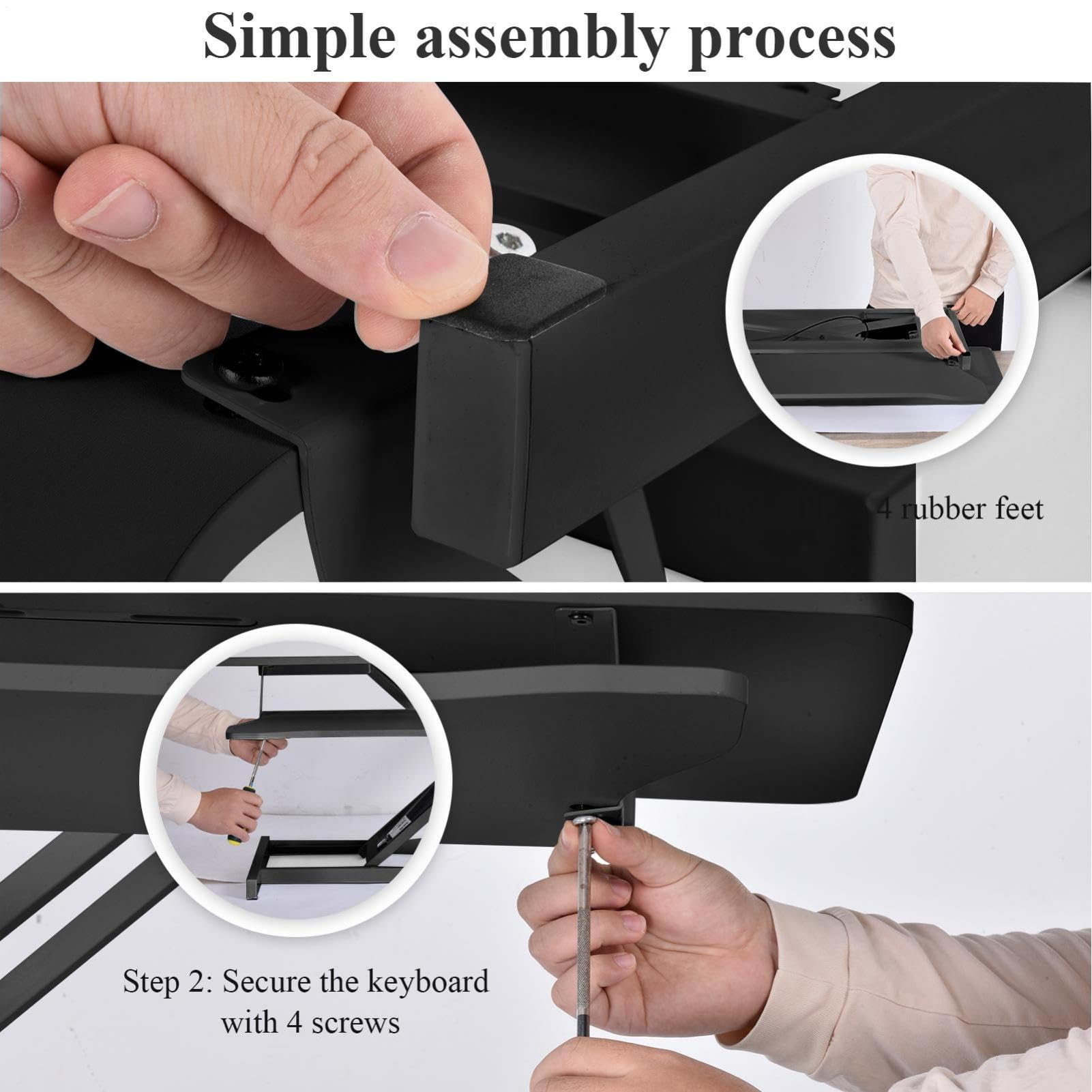 Générique Convertisseur De Bureau Debout - avec Suspension Pneumatique | Plateau 94x40 Cm, Double Plateau, avec Support Clavier Hauteur Réglable 15 À 48 Cm, Idéal pour Deux Moniteurs