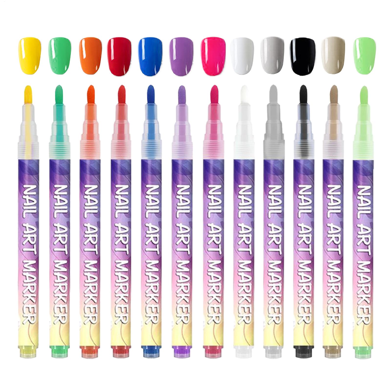 Nail Arts Marker, 12 Colori 3D Penna Nail Arts Graffitis Pen, Nailartes Markers For GelNails, Penne Per Graffitis Fai Da Te Ad Asciugatura Rapida, Penne Per Smalto 3D