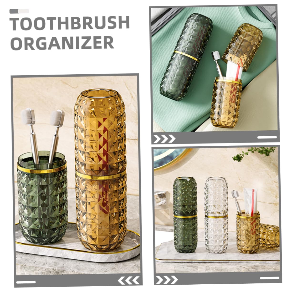Hemobllo 3pezzi Portaspazzolini Da Viaggio Organizer Per Spazzolini Da Denti Contenitore Per Dentifricio Portabicchieri Per Scatola Per Organizzatore Per