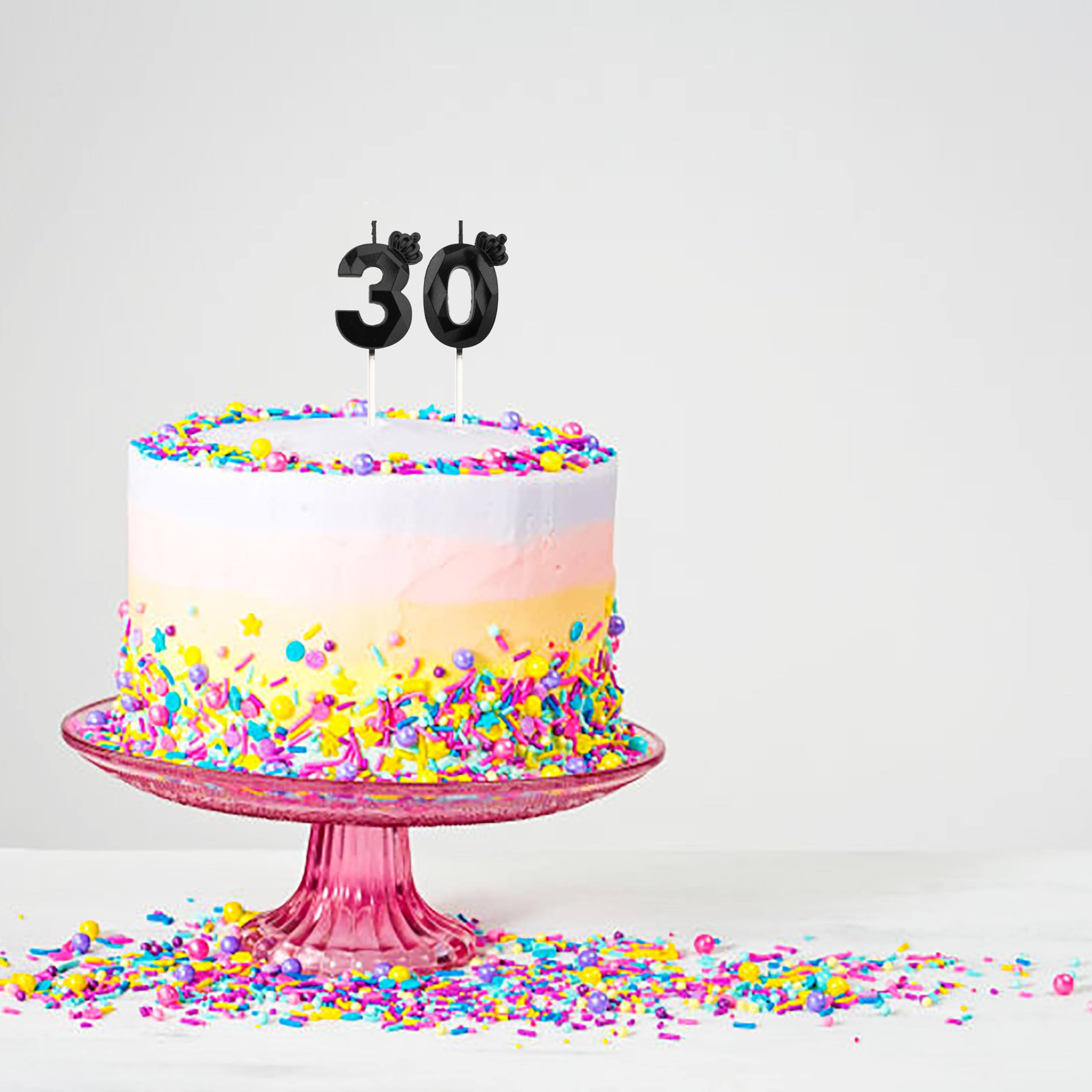 Candela glitterata dorata per il 30° compleanno: decorazione per torta Milestone