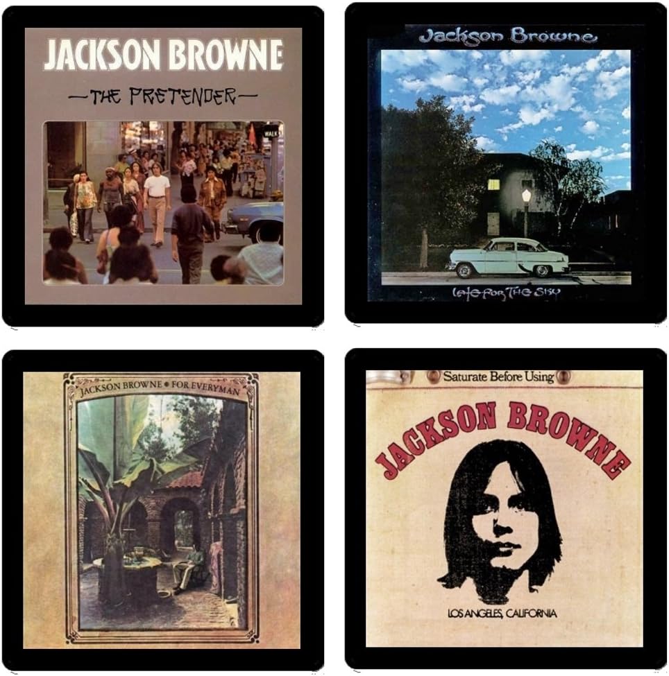Jackson Browne Coaster Collectiion - (4) Different Album Covers Reproduced Onto Rubber Coaster Set