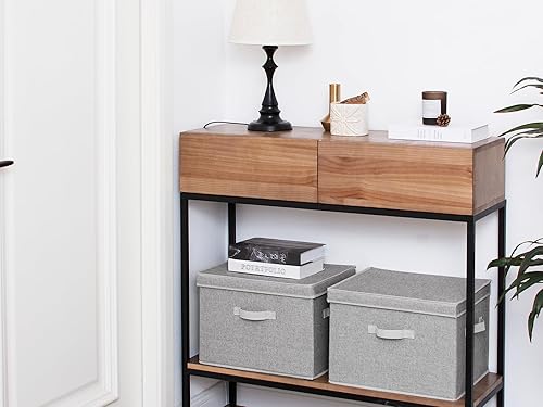 Miniatura 5 de StorageWorks Contenedor de almacenamiento para armario con tapas, cajas de almacenamiento decorativas con asas, contenedores de almacenamiento de