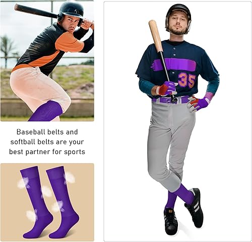 Miniatura 6 de Zhanmai Cinturón de béisbol y calcetines combinados, calcetines de sóftbol ajustables y cinturón elástico en la cintura para jóvenes, niños, niñas y
