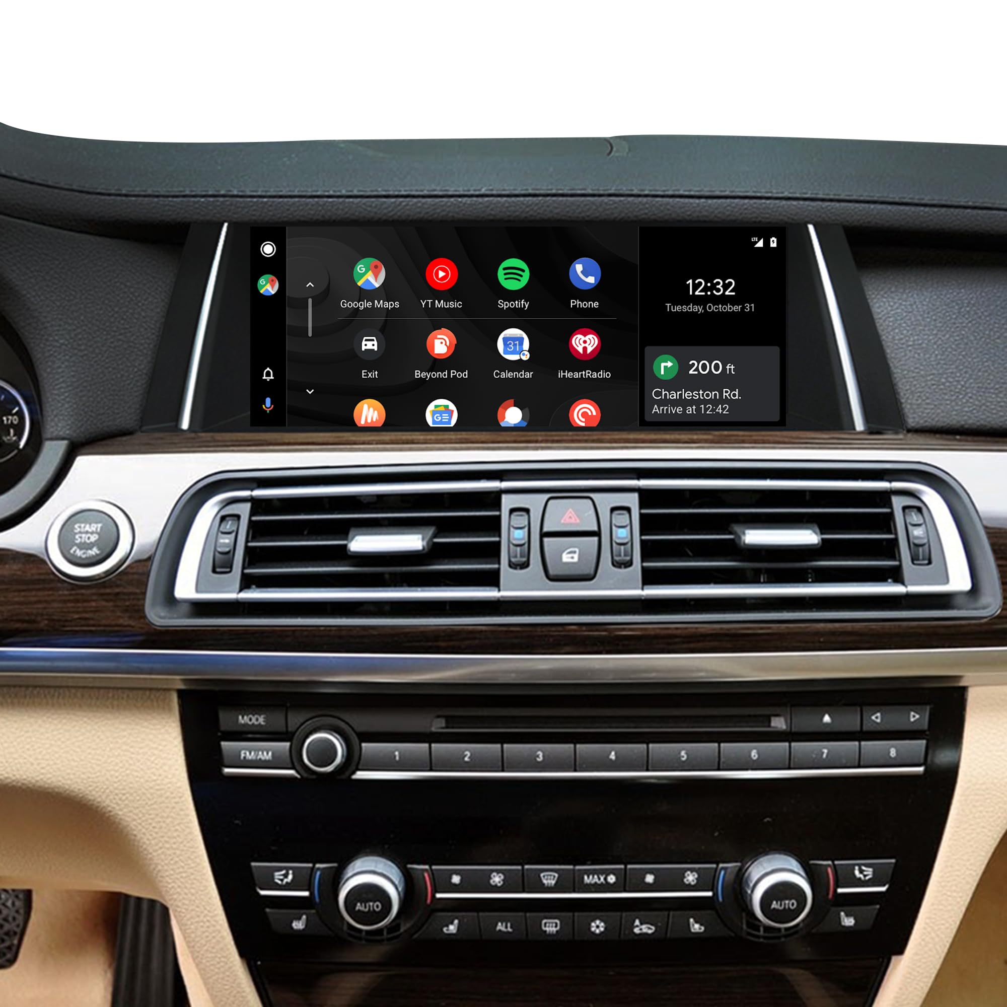 Aktualizacja ekranu Android 25.0 cm do BMW serii 7 F01 F02 F03 NBT, CarPlay, Android Auto, lustrzane odbicie ekranu, podzielony ekran, Wi-Fi, muzyka, nawigacja, kamery samochodowe, Netflix Spotify