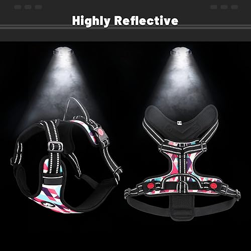 Miniatura 6 de QQPETS Arnés para perro sin tirones chaleco Oxford acolchado suave reflectante ajustable con mango de fácil control para cachorros, pequeños,