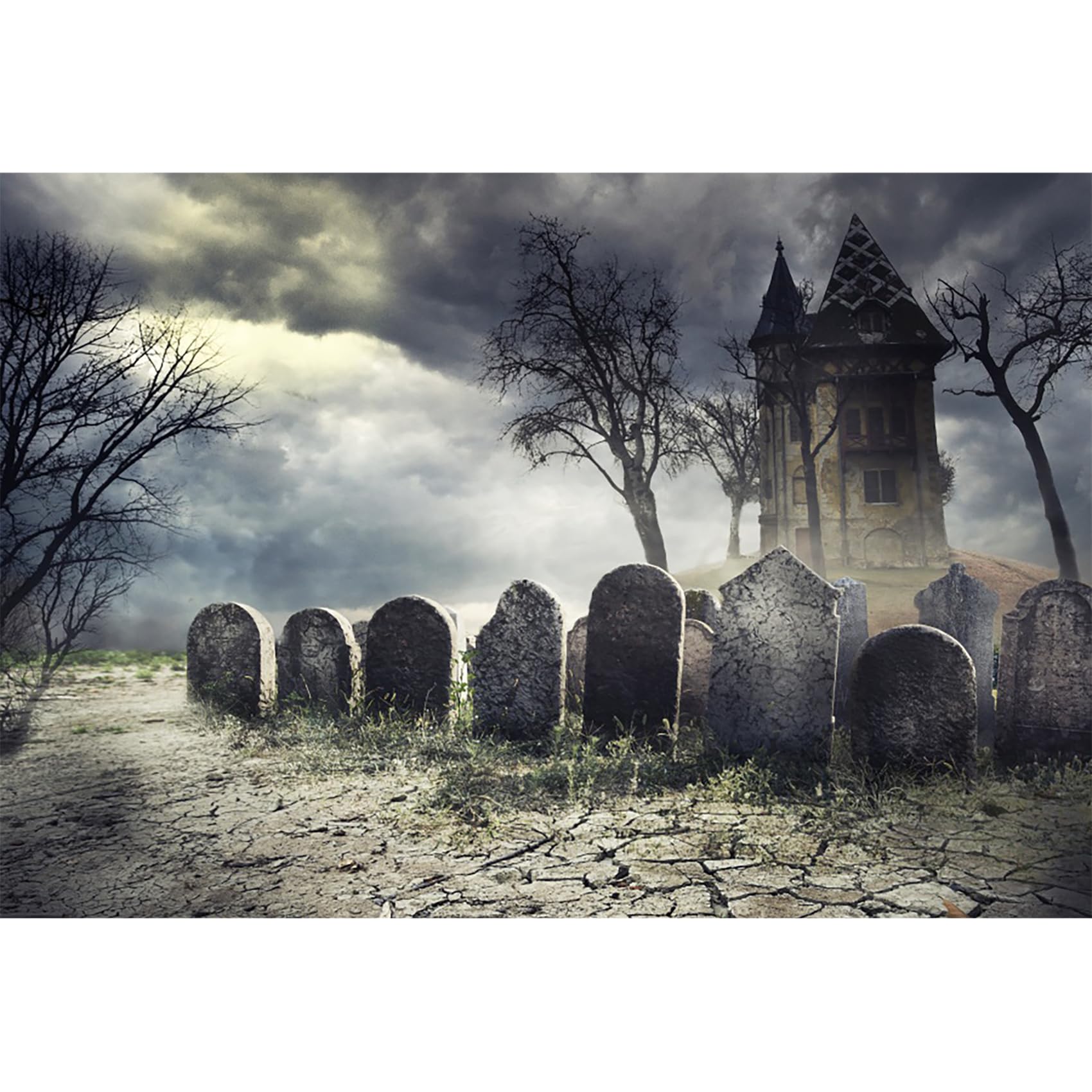 Baocicco Halloween Gloomy Tombstone Haunted House Backdrop 10x8ft Photography Background Creepy Night Scary Forest Spooky Party