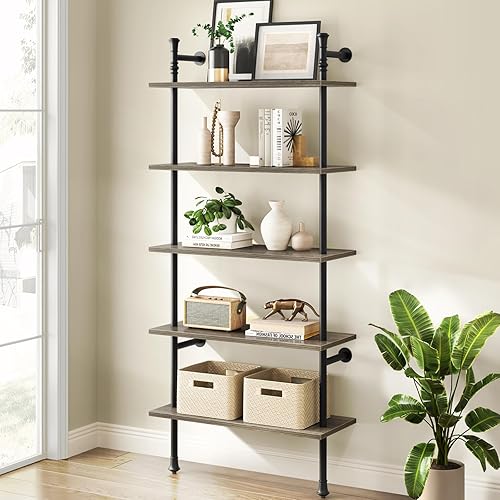 Estantería de 5 niveles, estantería de pared, estantería industrial, estantes de exhibición abiertos, estantes altos y modernos estantes de pared disponible en Yaxa Peru