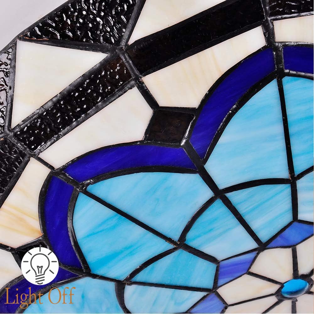 JUDU Retro Deckenleuchte Tiffany Stil Deckenlampe Handgefertigte Kunst Glas Lampenschirm Decken Beleuchtung E27 Leuchte für Wohnzimmer Schlafzimmer Esszimmer Korridor Badezimmer Balkon (M(30cm))