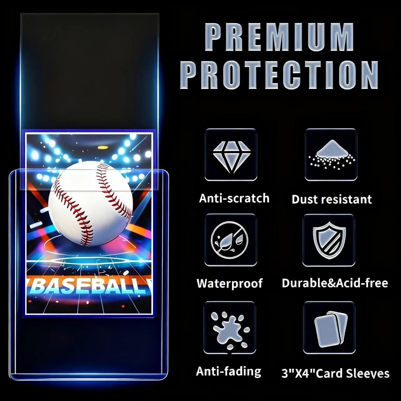 100 Toploaders for Cards and 100 Penny Sleeves 35PT Top loaders Hard Plastic Card Holders 3x4 Baseball Card Protectors for Sports Football Game Cards (100 Hard Sleeves +100 Soft Sleeves