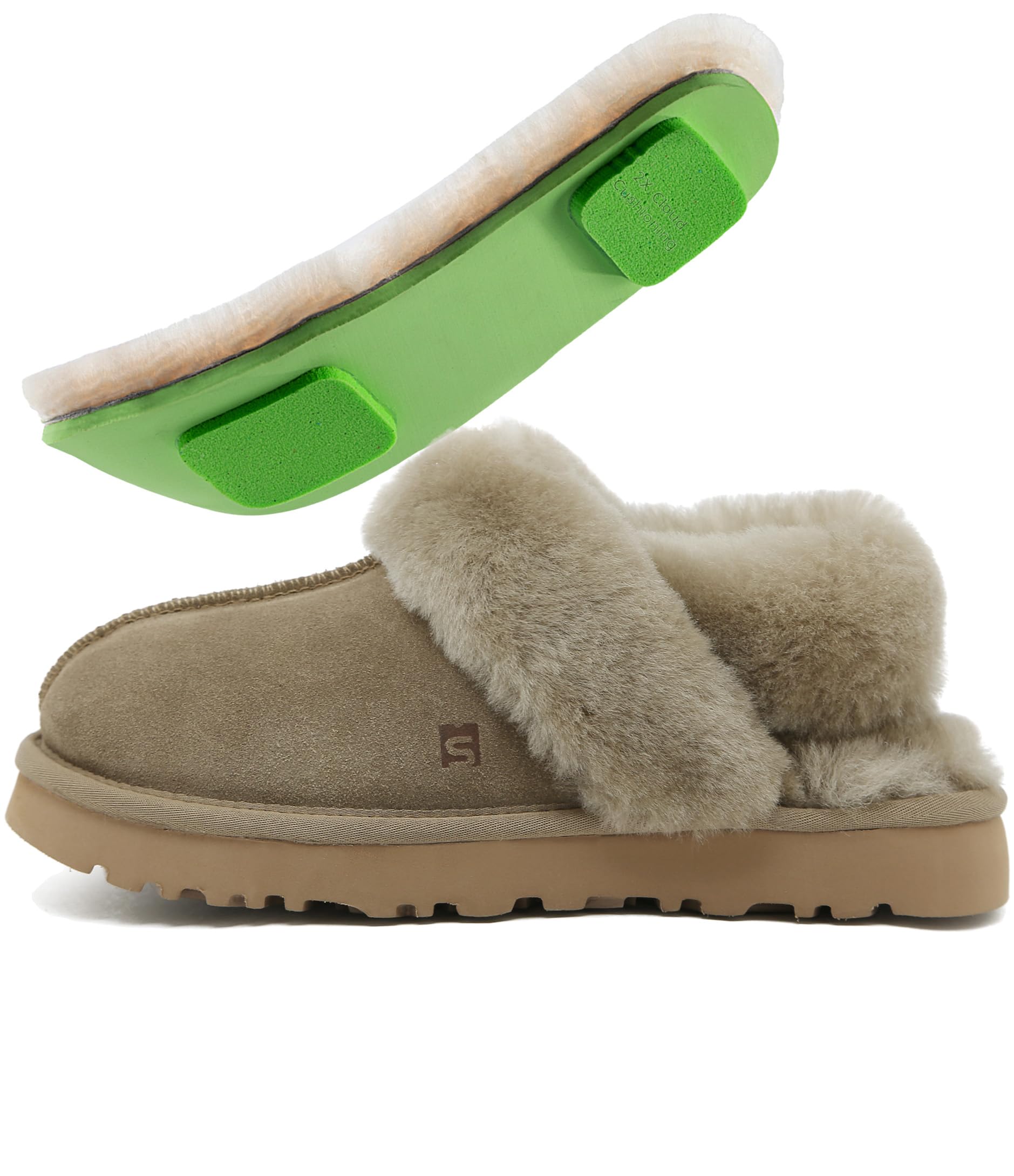 MelSyd Fuzzy House Slippers for Women 100 Australian Sheepskin - Secure Fit Footwear with Heel Straps - Comfortable