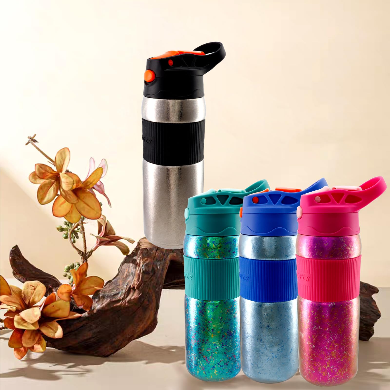 RISON-Titanium Borraccia termica in titanio, 420 ml, per esterni, campeggio, campeggio, a doppia parete, leggera, con cannuccia, per sport, ciclismo, escursionismo, picnic, arrampicata