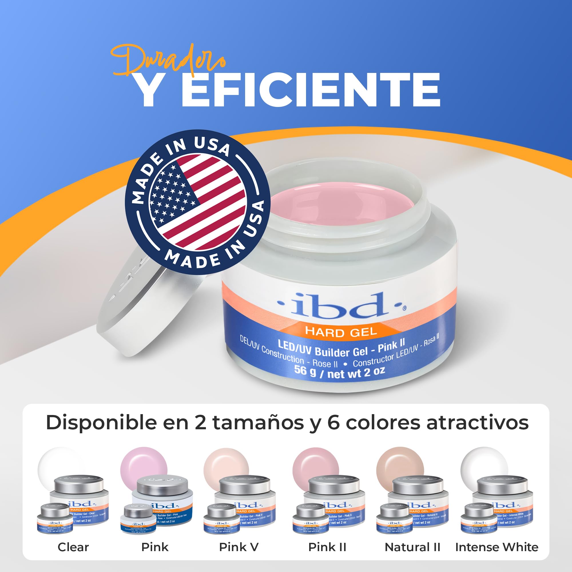 IBD Hard Gel - LED/UV Builder Gel Pink II, 1 pack (1 x 56 g) - MADE IN USA - Construcción de uñas en casa - sin citas y salones de uñas ruidosos