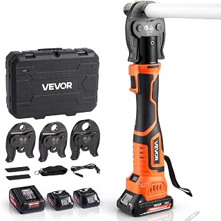 VEVOR PureFlow Press Tool, 18V Electric Pipe Crimping Tool for 1/2", 3/4", 1" PEX Pipe Stainless Steel Rings, PEX Press Tool Kit with 3 VPF Jaws, 2pcs 2AH Batteries, Fast Charger & Carrying Case