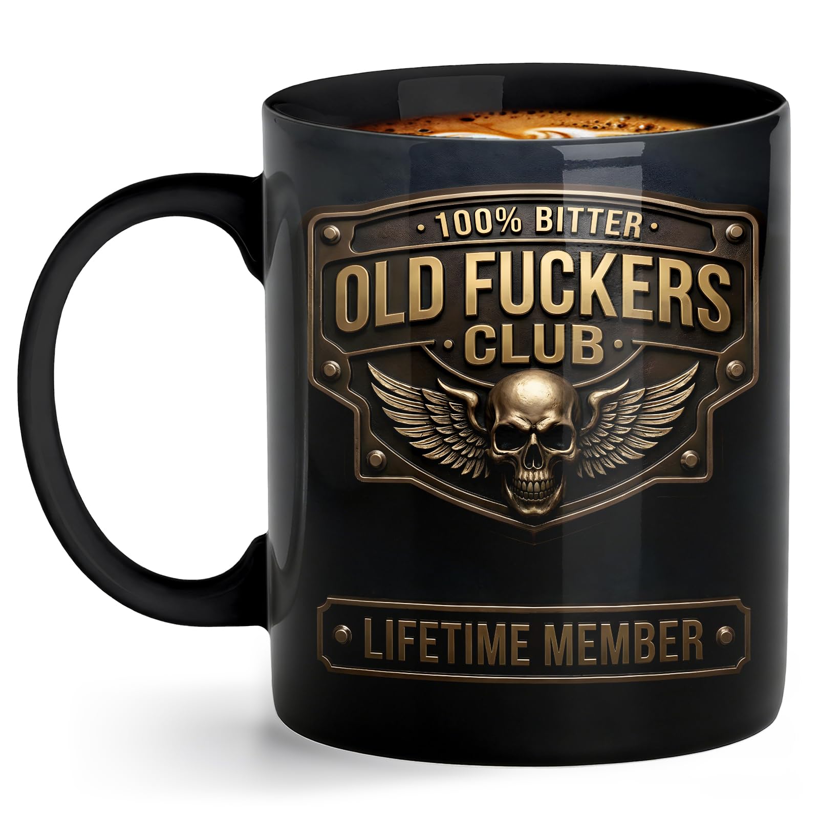 zhongko Old F*ckers Club Mug-Lifetime Member Mug, Novelty Gothic Tankard Cup for Coffee & Tea, 11oz Skeleton Design Beer Stein, Cup Gift for Old Guys, Retirement Gift for Men
