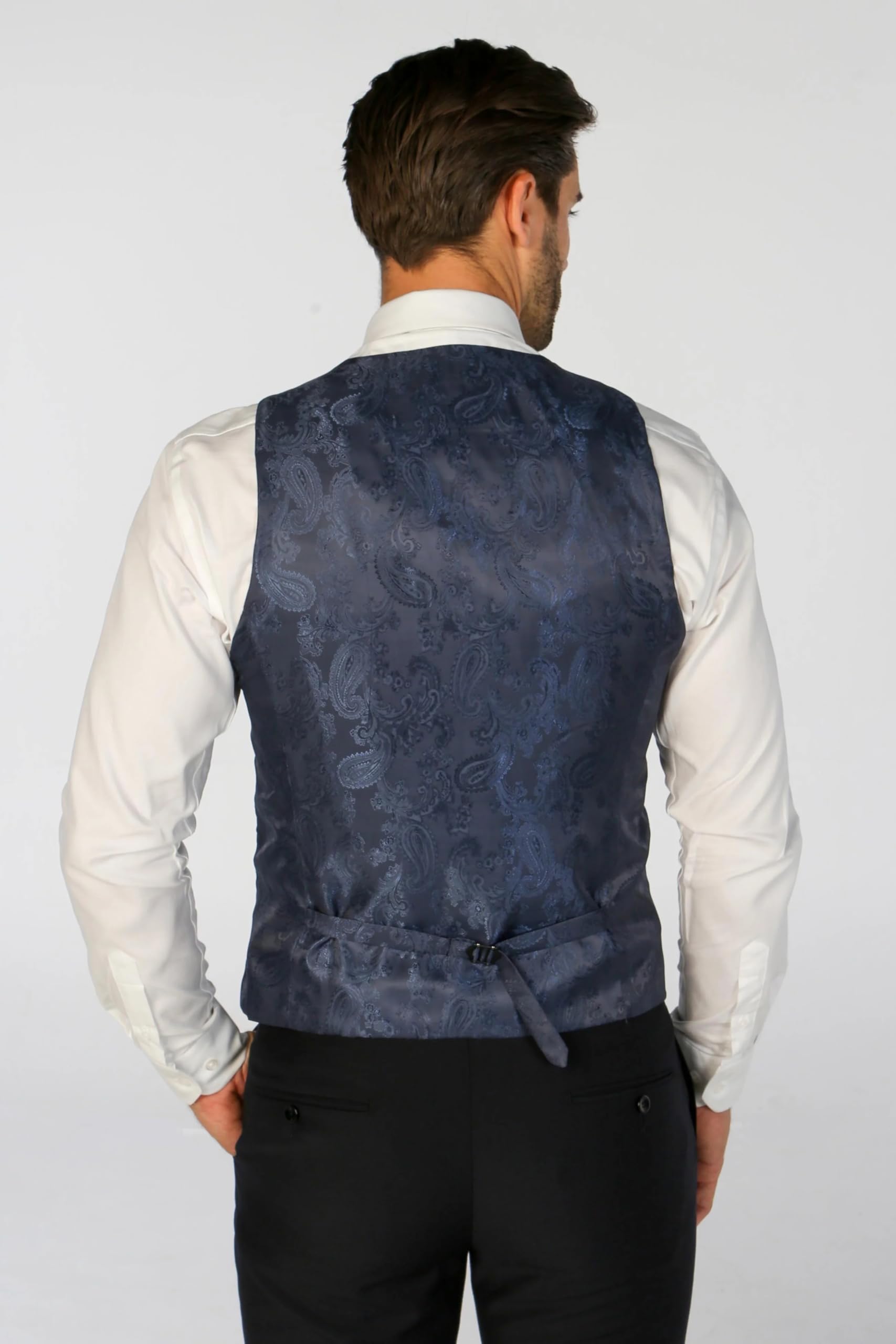 SIRRI Abito da Uomo Classico su Misura Blu Navy da Matrimonio - Set Formale da 3 Pezzi Venduto separatamente