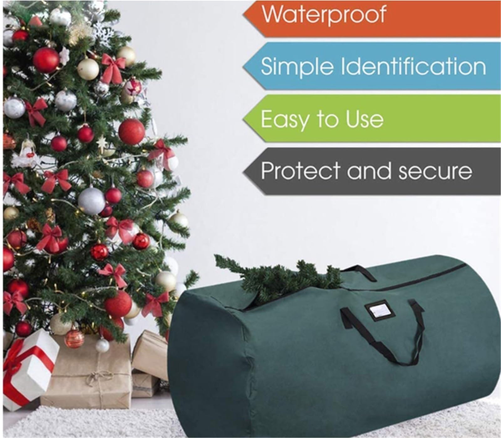 Aufbewahrungstasche für künstlicher Runde Aufbewahrungstasche Mit Weihnachtsbaummotiv, Glattem Doppelreißverschluss Und Griffen Weihnachtsbaum Tasche