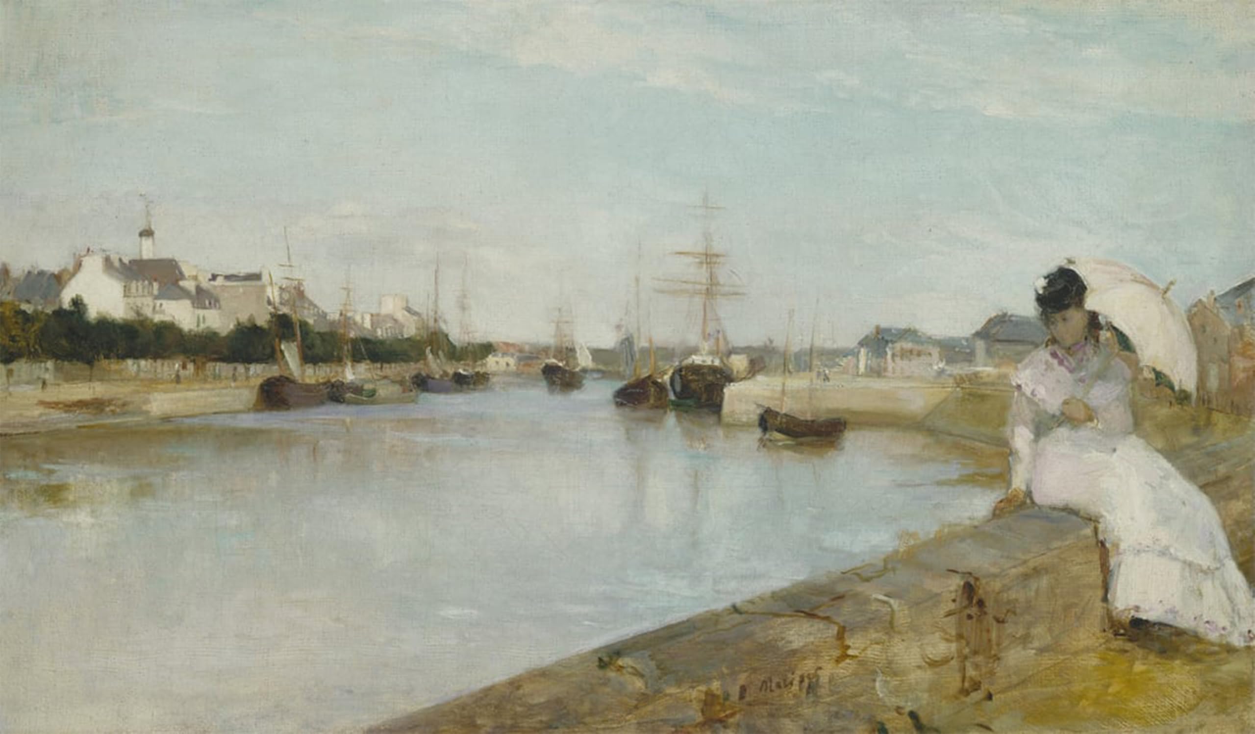 Serendipitp No Frame Vintage Wall Art Canvas Nordic Poster Canvas Print Picture The Harbour At Lorient By Berthe Morisot Wall Art Poster For Home Decor 60X90cm
