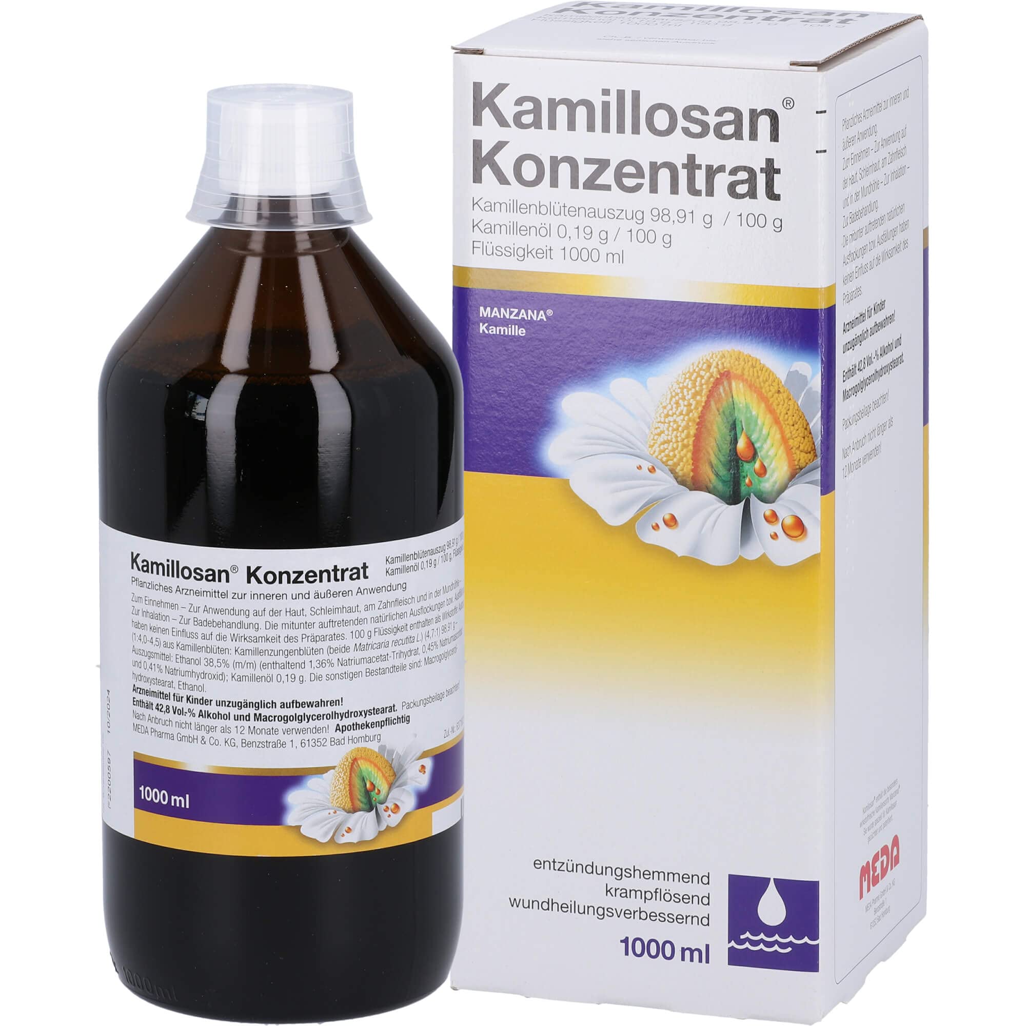 Kamillosan Konzentrat: Arzneimittel mit Kamillenblüten-Auszug für Sitzbad, Mundspülung, Inhalationslösung, Umschläge und zur Einnahme