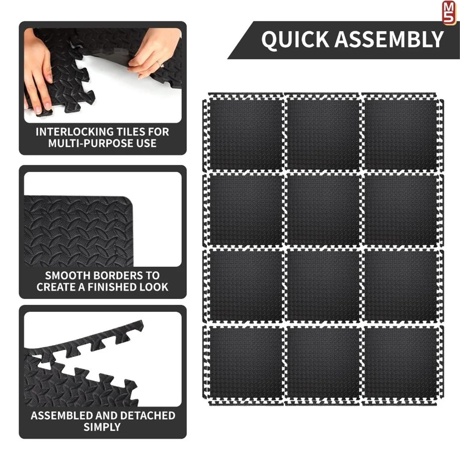 Tappeto Da Fitness A Puzzle Tappetini con cuciture da 16 pezzi Piastrelle impermeabili ad incastro antiscivolo for uso in palestra domestica
