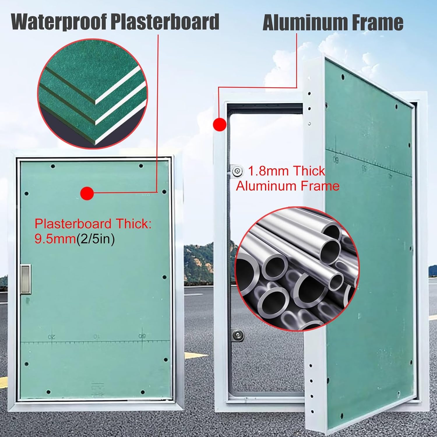 Paintable Invisible Wall Access Panel Inspection Hatch, Commercial Large Plasterboard Maintenance Door with Aluminum Frame & Key Lock, Framed Utility Door for Hidden Plumbing/Electricity/Heating(60cm