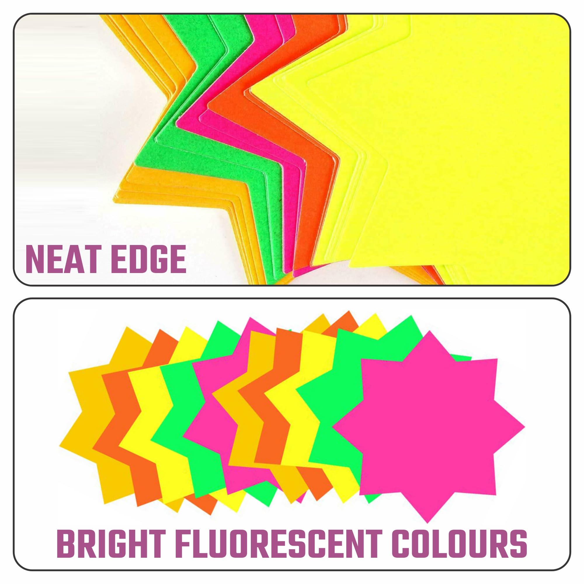30-Pack Neon 4" Flash Star Sale Cards - Fluorescent Coloured Price Tags For Retail