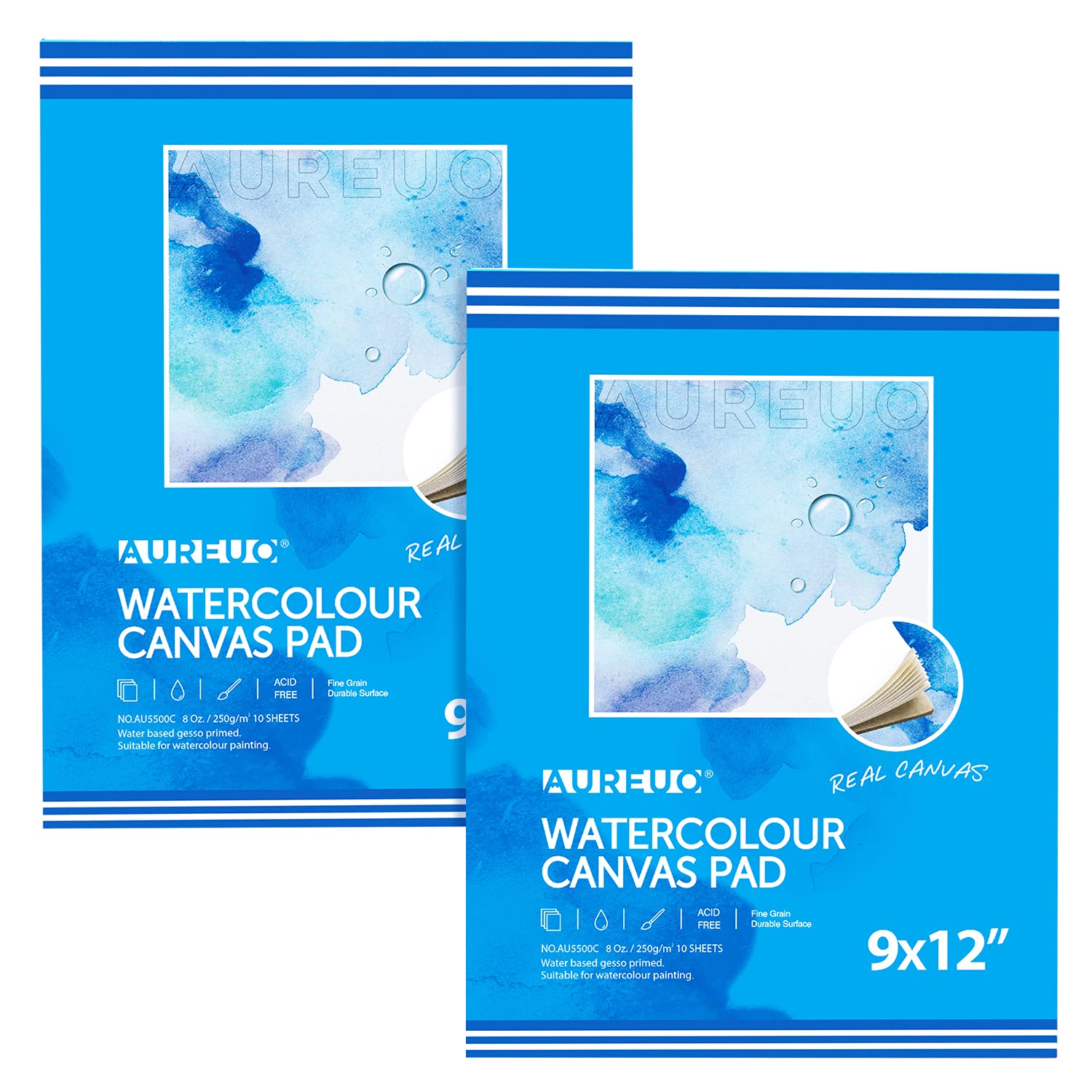 Buy AUREUO Watercolor Painting Canvas Pad 9x12 Inch, 10 Sheets, 2