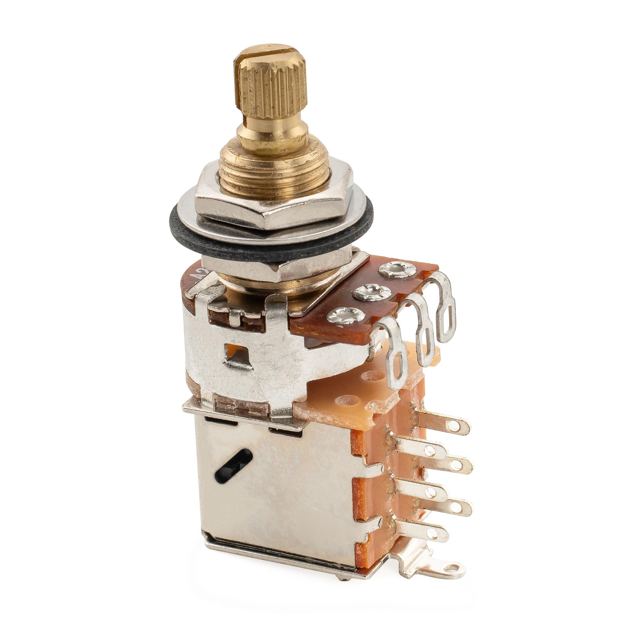 Musiclily Pro A250K Brass Pot Split Standard Shaft 3/8 Inch Push-Pull Audio Taper Potentiometer for Electric Guitar Bass