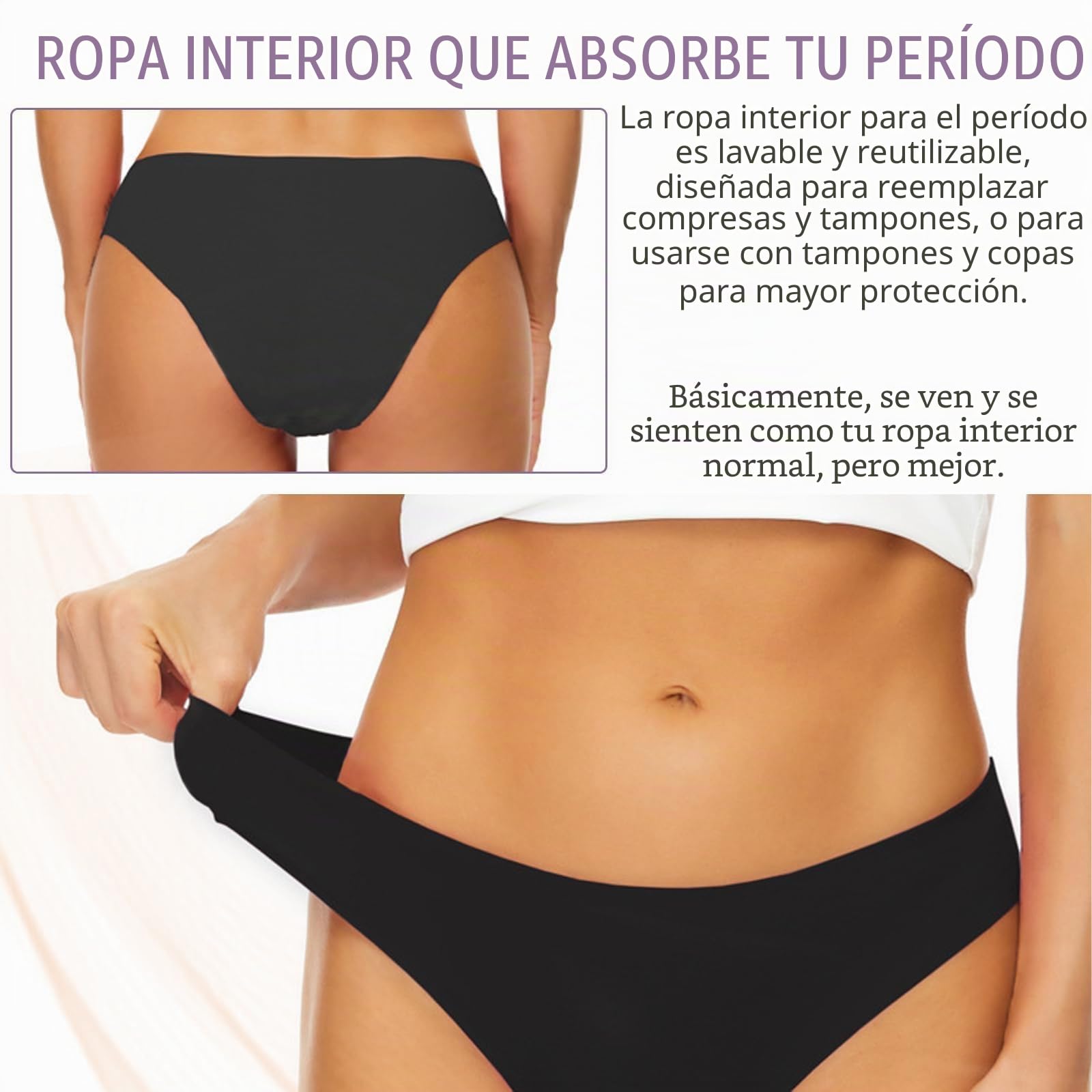 Runmeihe Pantalones menstruales para natación, Bikini, Ropa Interior Menstrual a Prueba de Fugas, Pantalones de natación de Cintura Baja