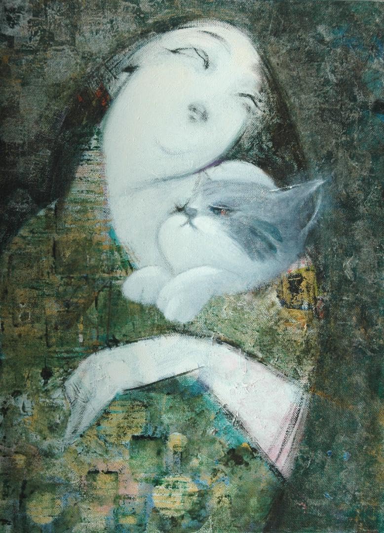 Amazon.co.jp: 絵画 絵 額付 油絵 可愛い子猫 菅家令子 洋画家 : おもちゃ