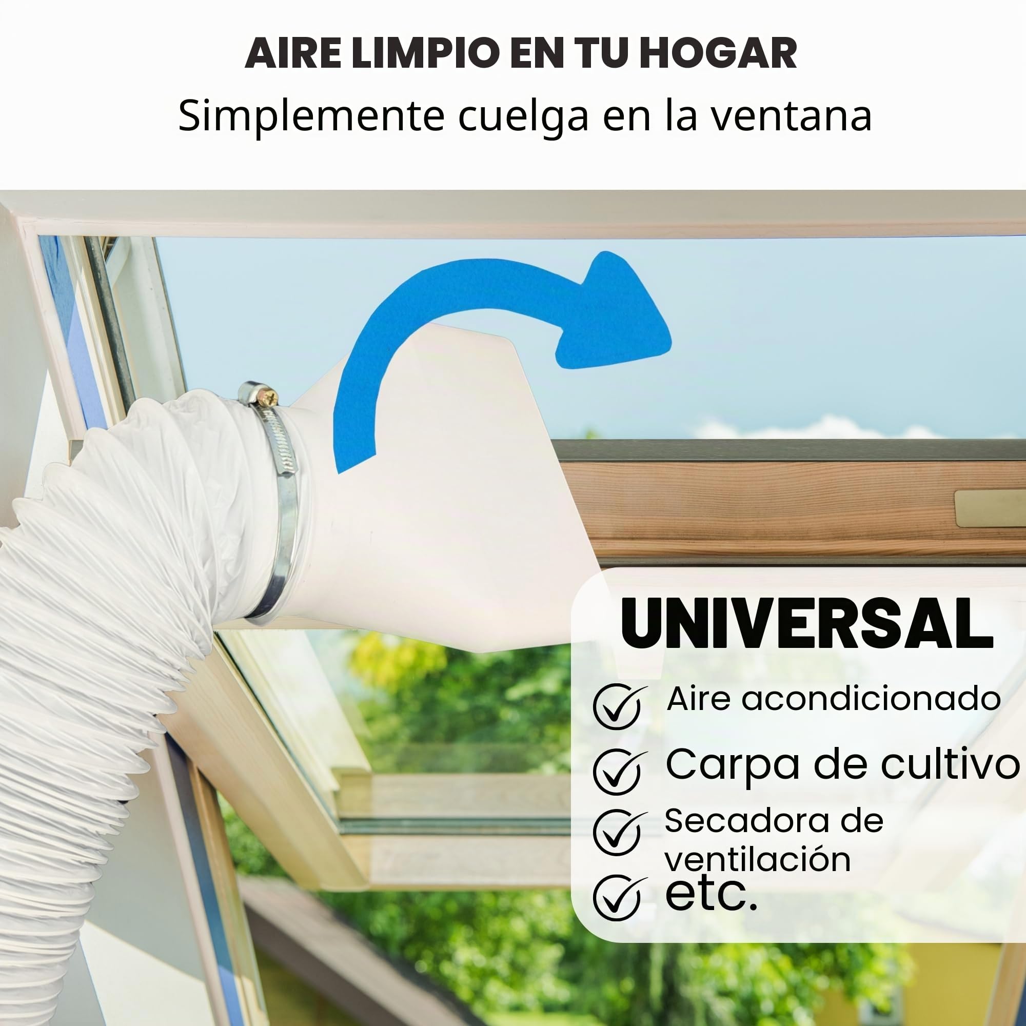 Adaptador de tubo para ventana de techo, ventana basculante para tubo de salida de aire de 100 mm para aire acondicionado, tienda de cultivo, secador, tubo de salida de aire para aire
