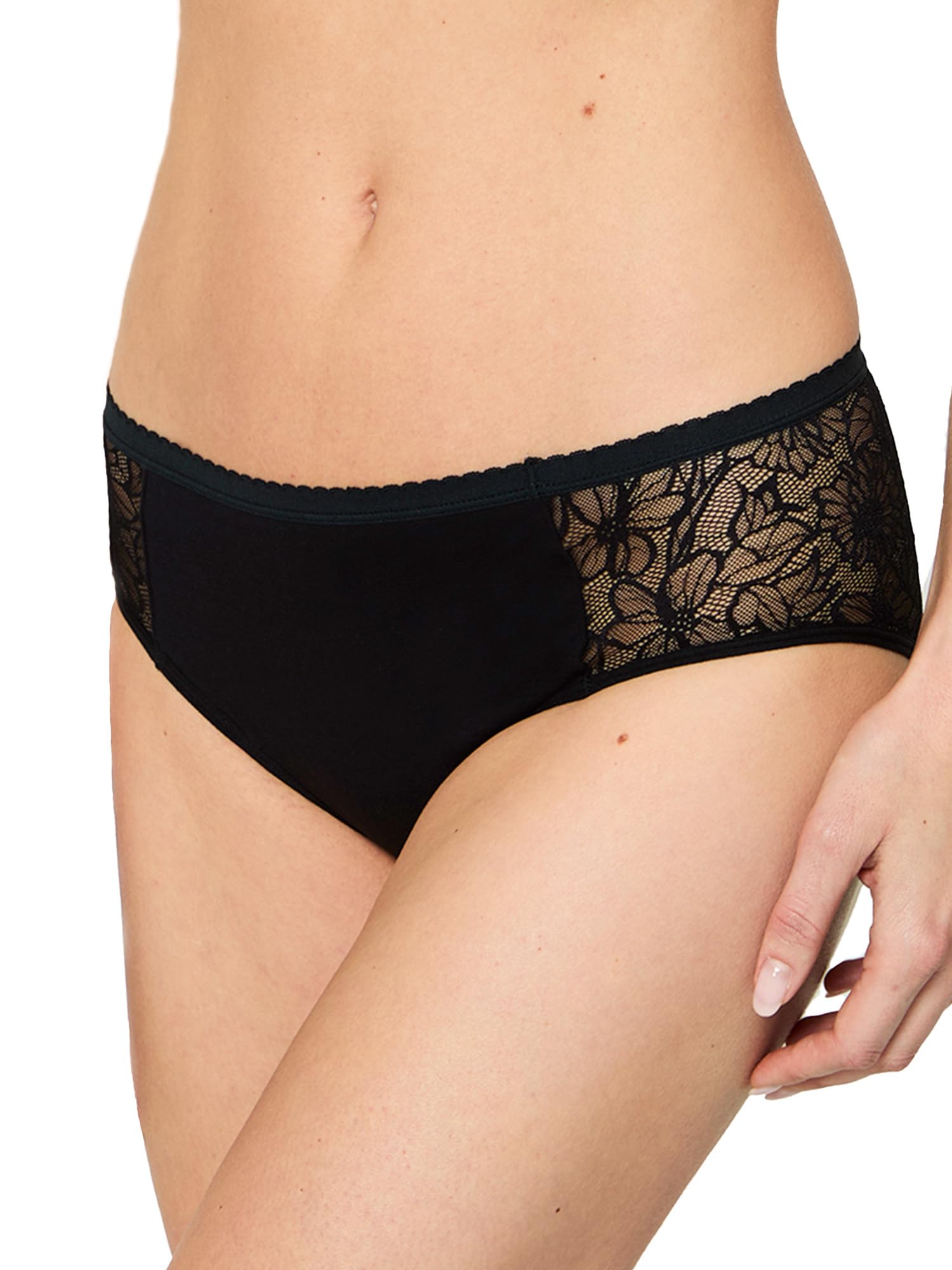 Nur Die Alles Geregelt mit Spitze Perioden-Unterwäsche Bio-Baumwolle Panty mittelstarke Blutung waschbar saugfähig Menstruations-Unterwäsche