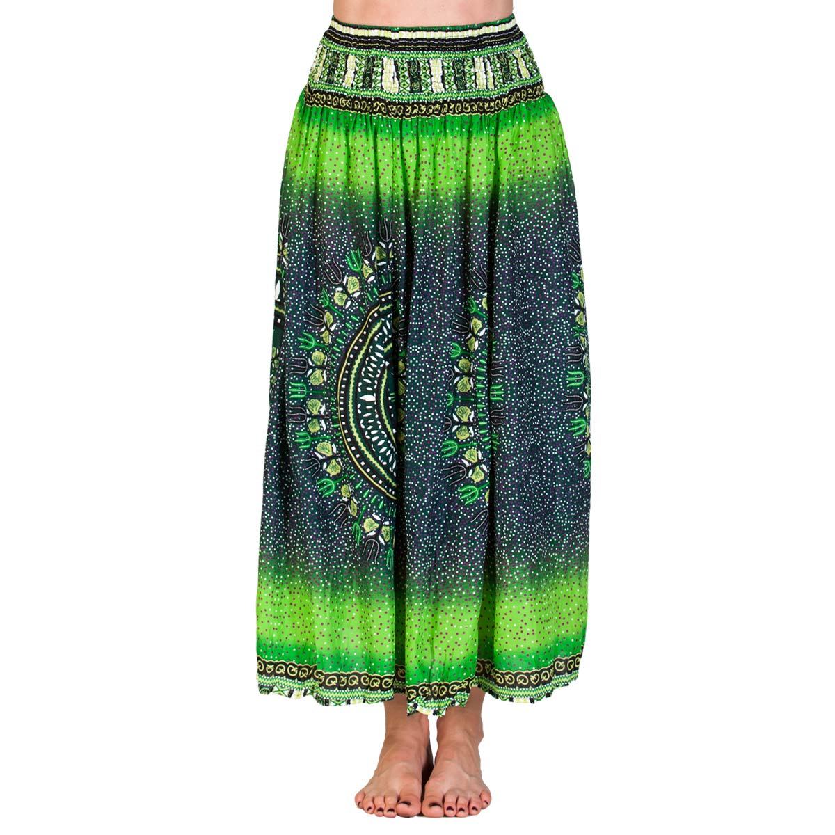 Panasiam Women's Maoi Green Tones Summerskirt, Maoi In Green, Unisize