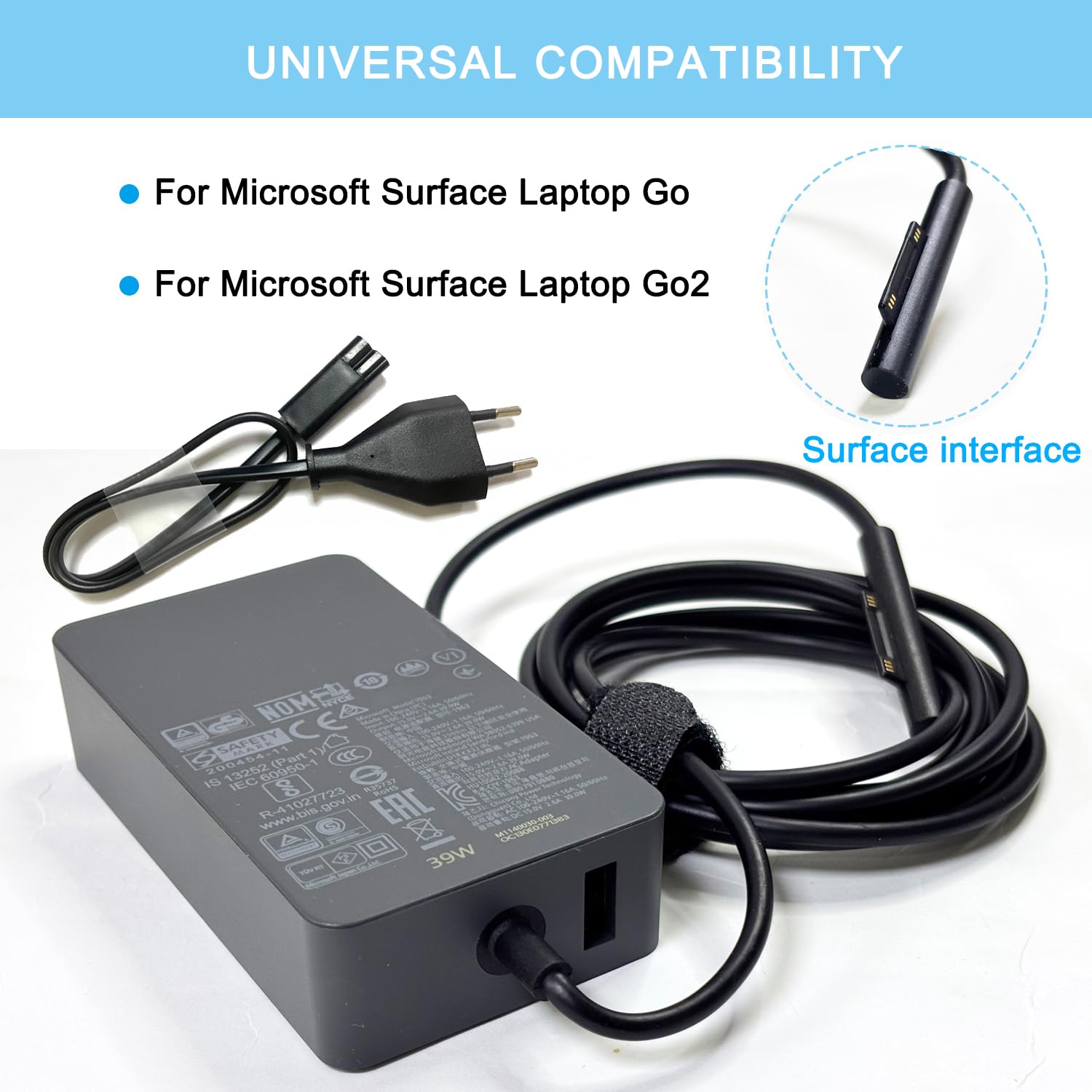 XITAIAN 15V 2,6A 39W 1963 Zasilacz Zasilacz Zamiennik dla Microsoft Surface Laptop Go / Go2 Port ładowania USB