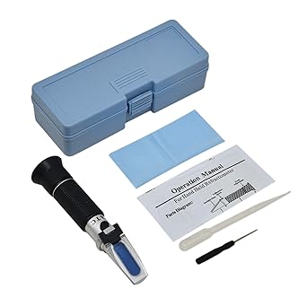 BOMBEY SCIENTIFIC Aluminium Erma Make -Hand Refractometer With Atc, Range 0-32% Brix With 0.2% Division, For Wine, Brandy, Beer, Fruits, Cutting Liquid, With Calibration Solution